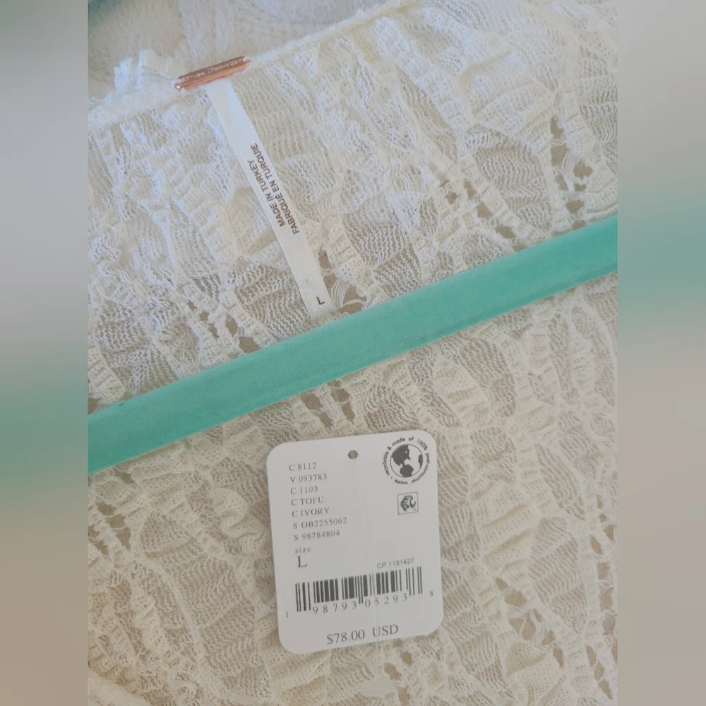 Free People Laney Stretch Lace Cardi Size Large - Picture 4 of 10